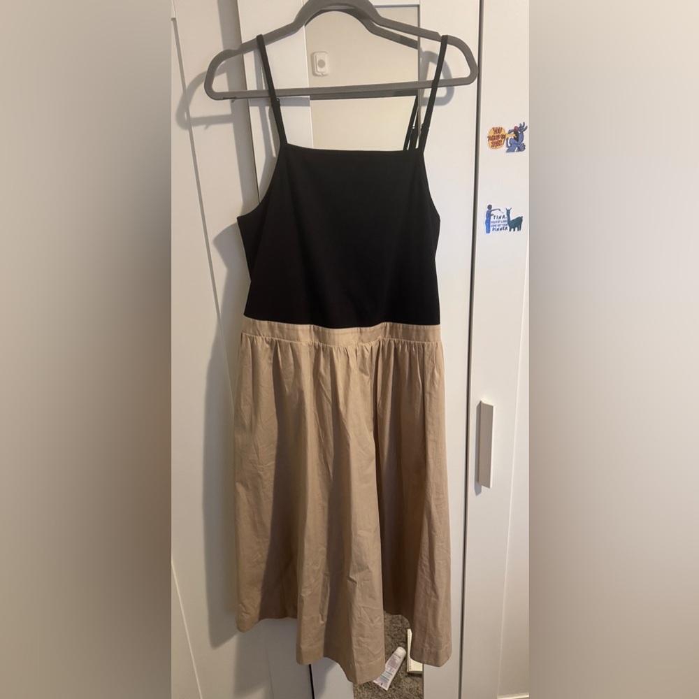 NWT Anthropologie Black and Tan Midi Dress